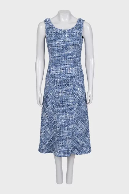 Blue tweed sleeveless dress