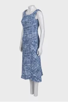 Blue tweed sleeveless dress