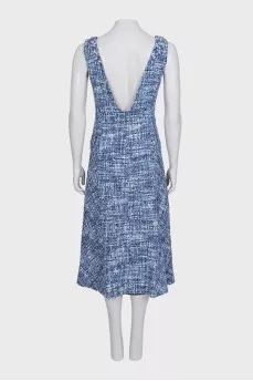 Blue tweed sleeveless dress