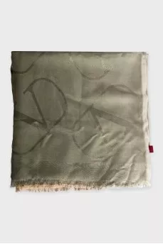 Two-color silk and wool scarf