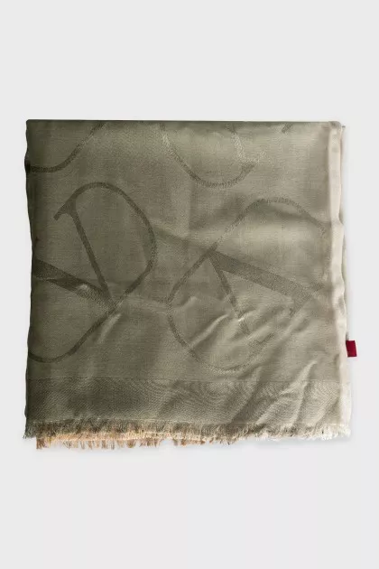 Two-color silk and wool scarf
