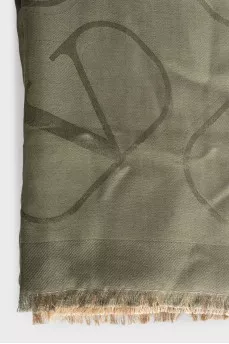 Two-color silk and wool scarf