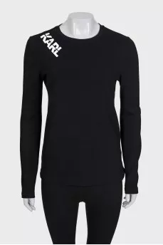 Black straight-cut sweatshirt with a zipper