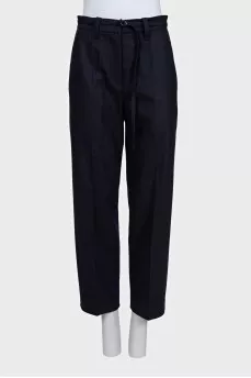 Blue wool trousers with tag