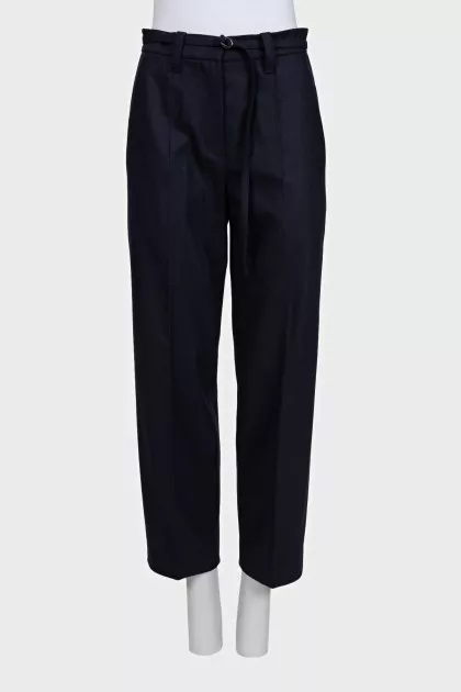 Blue wool trousers with tag