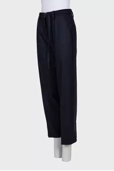 Blue wool trousers with tag