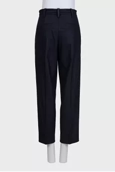 Blue wool trousers with tag