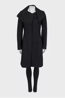 Black coat with an asymmetrical top
