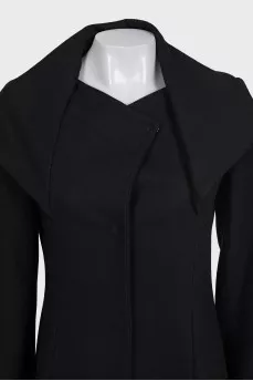 Black coat with an asymmetrical top
