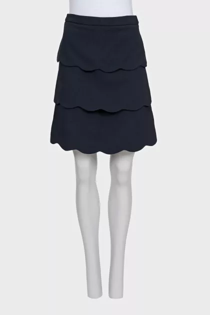 Straight-cut skirt with ruffles