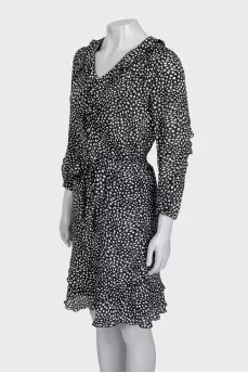 Black and white printed dress with long sleeves