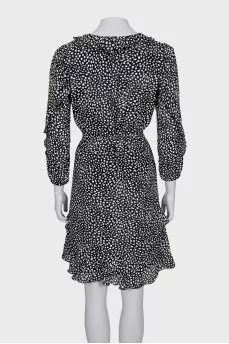 Black and white printed dress with long sleeves
