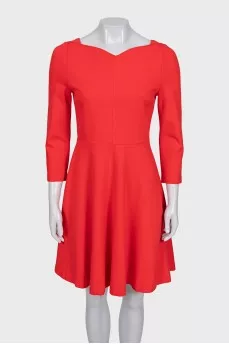 Orange fitted dress with a zipper