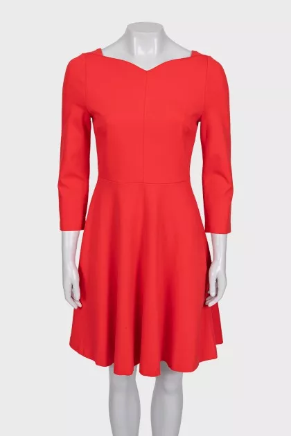 Orange fitted dress with a zipper