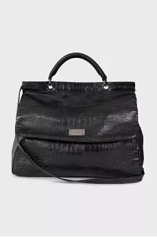 Embossed leather satchel