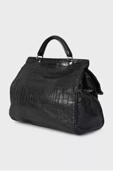 Embossed leather satchel