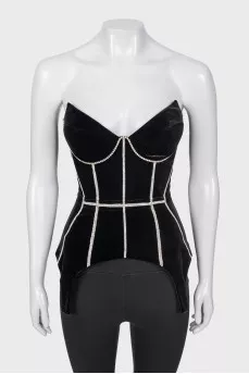 Black velvet corset with decor