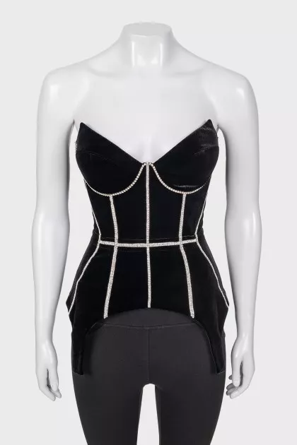 Black velvet corset with decor