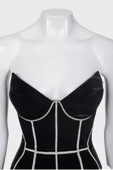 Black velvet corset with decor