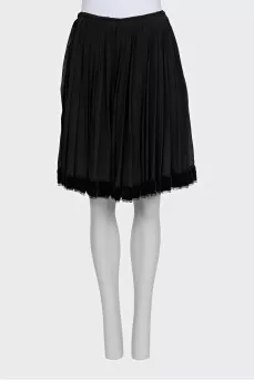 Silk skirt with velvet trim