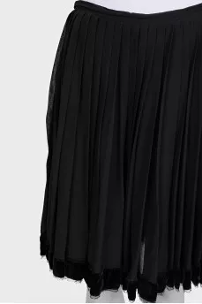 Silk skirt with velvet trim