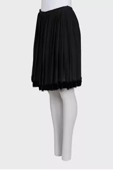 Silk skirt with velvet trim