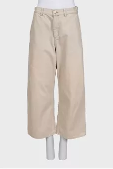 Бежеві укорочені джинси wide leg fit