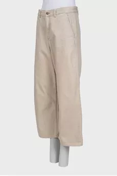 Бежеві укорочені джинси wide leg fit