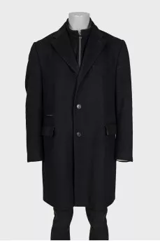 Men's black wool coat