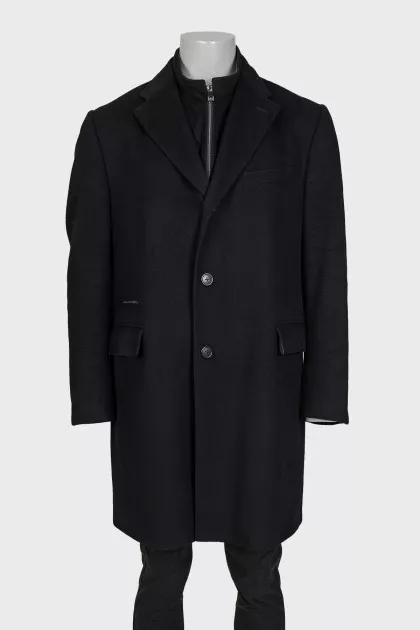 Men's black wool coat