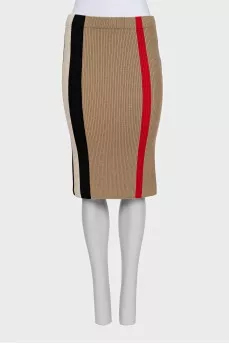 Wool pencil skirt in signature print