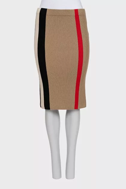Wool pencil skirt in signature print