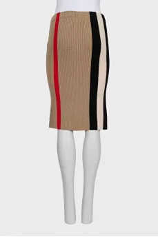 Wool pencil skirt in signature print