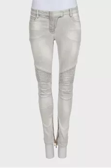 Gray skinny fit low rise jeans