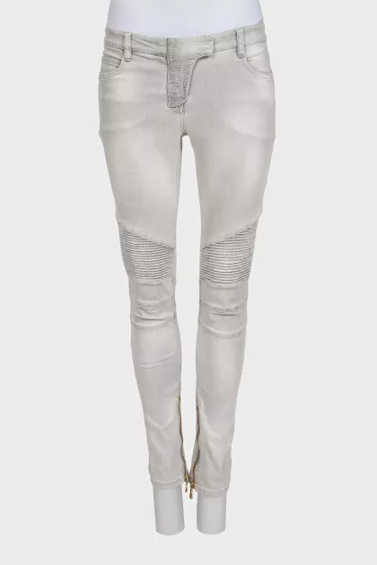 Gray skinny fit low rise jeans