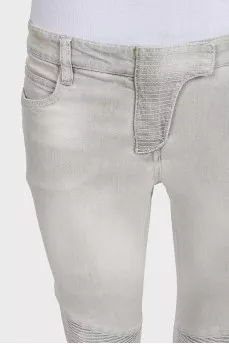 Gray skinny fit low rise jeans