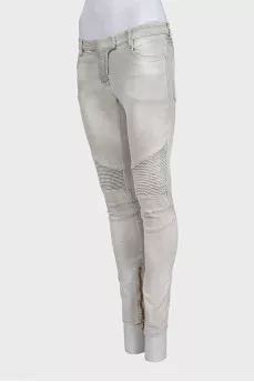 Gray skinny fit low rise jeans