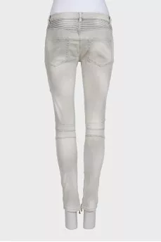 Gray skinny fit low rise jeans