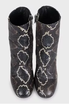 Leather ankle boots with animal print