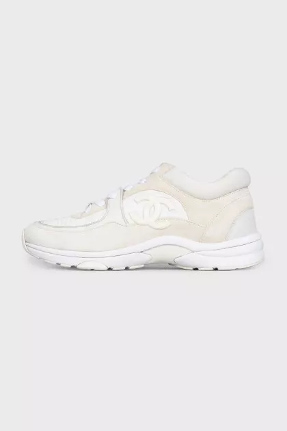 Suede and textile sneakers with a signature logo