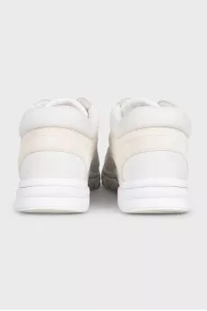Suede and textile sneakers with a signature logo