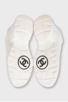 Suede and textile sneakers with a signature logo