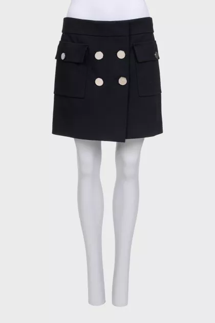 Black mini skirt with silver buttons