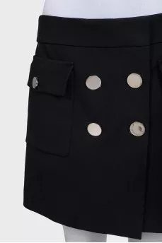 Black mini skirt with silver buttons