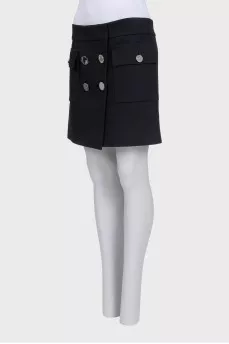 Black mini skirt with silver buttons
