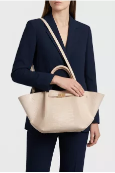 White leather New York bag