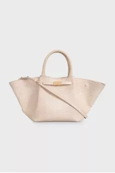 White leather New York bag