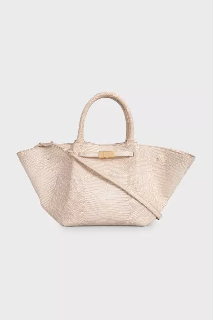 White leather New York bag