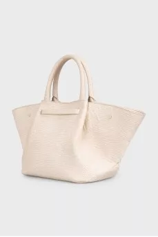White leather New York bag