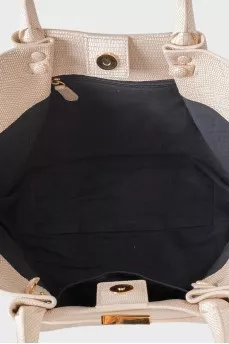 White leather New York bag
